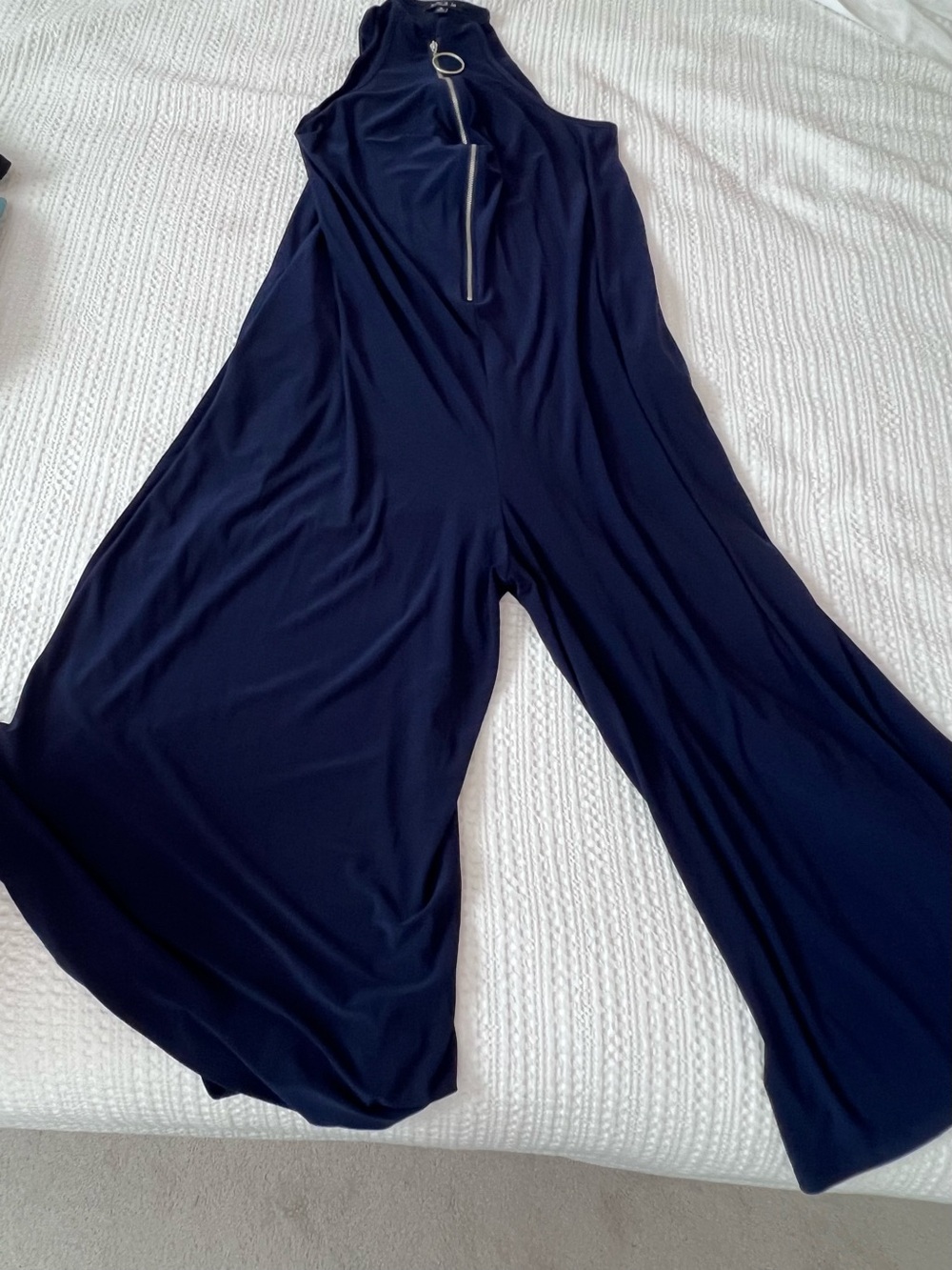 Sami & Jo Navy Wide-Leg Jumpsuit with Front Ring Zip